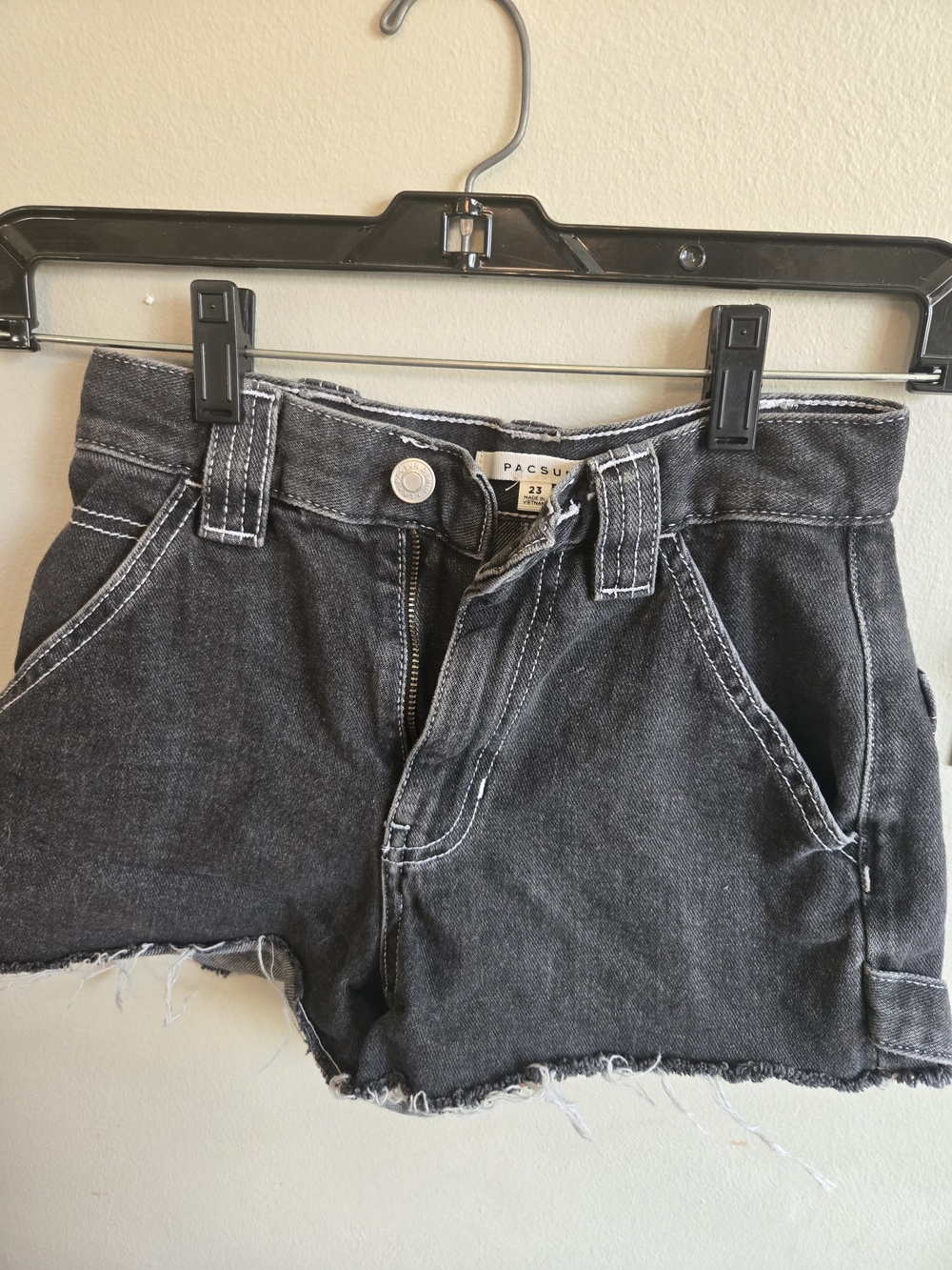 PacSun Black Denim Frayed Hem Women's Shorts